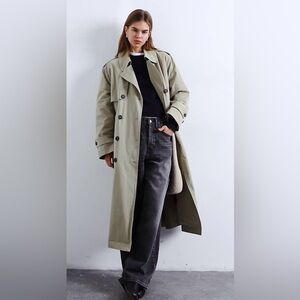 Topshop Size 12/L 2 in 1 Double Breasted Borg Trench w/Detachable Lining *DAMAGE